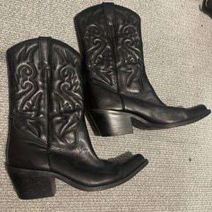 Black Leather Cowgirl Boots